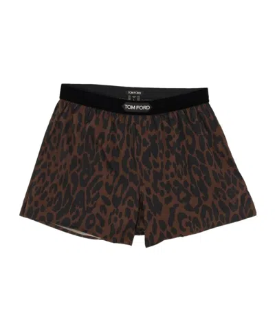 TOM FORD TOM FORD LEOPARD PRINTED LOGO WAISTBAND BOXERS