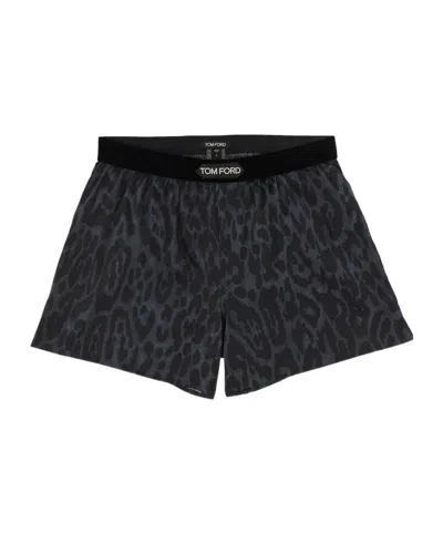 TOM FORD TOM FORD LEOPARD PRINTED LOGO WAISTBAND BOXERS