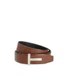 Tom Ford Shiny Printed Croc Reversible T Belt 40 Mm Belts Brown In Brown