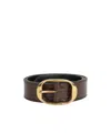 Tom Ford Embossed-leather Oval-buckle Belt In Brown