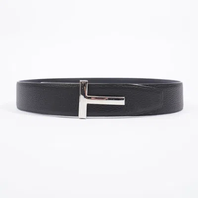 Tom Ford Logo Belt / Navy Leather In Black