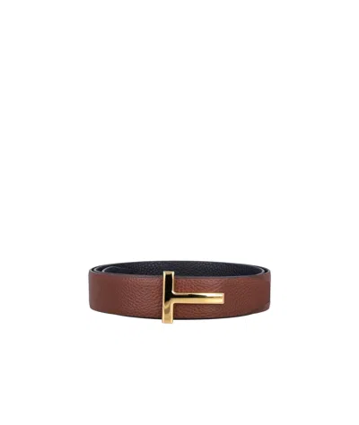 Tom Ford Logo Belt In Red