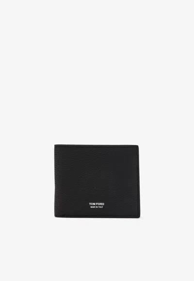 TOM FORD LOGO BI-FOLD LEATHER WALLET
