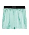 Tom Ford Silk Satin Boxer Shorts With Elastic Waistband In Green