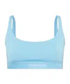 Tom Ford Logo Bandeau Bra Boat Neckline Sleeveless In Blue