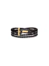 Tom Ford Leather T-plate Woven Bracelet With Braided Pattern