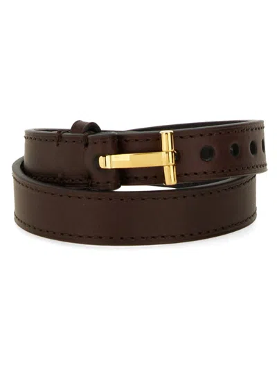 Tom Ford Classic Logo Bracelet For Men In Brown