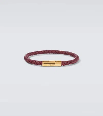 Tom Ford Logo Braided Leather Bracelet