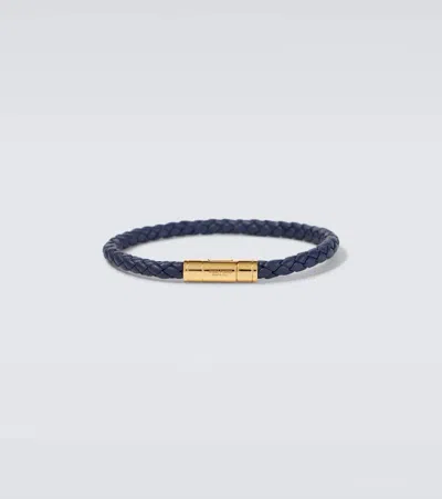 Tom Ford Logo Braided Leather Bracelet