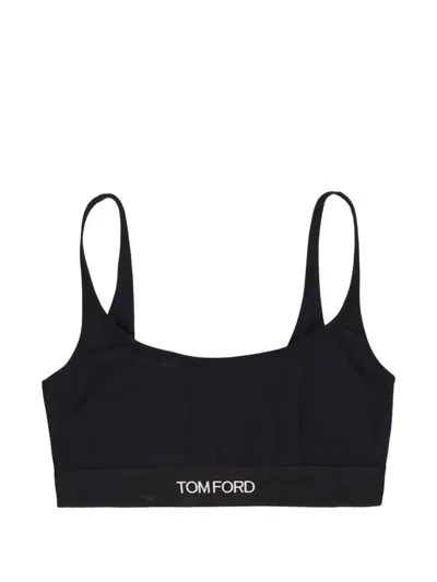 Tom Ford Logo Bralette Bra In Black