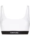 Tom Ford White Bralette With Contrasting Logo Print In Modal Stretch Woman In White