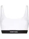 Tom Ford White Bralette With Contrasting Logo Print In Modal Stretch Woman In White