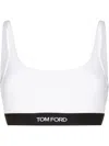 Tom Ford White Bralette With Contrasting Logo Print In Modal Stretch Woman In White