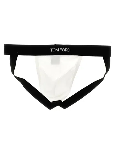 Tom Ford Logo Briefs In White/black