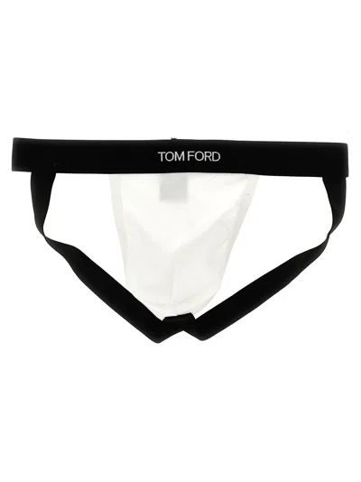 Tom Ford Logo Briefs Underwear, Body White/black In Multi