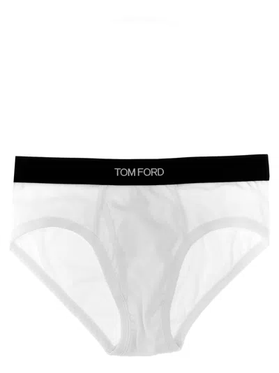 Tom Ford Logo Briefs In White/black