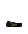 Tom Ford Suede Belt With Gold-tone Buckle And Multiple Holes In Black