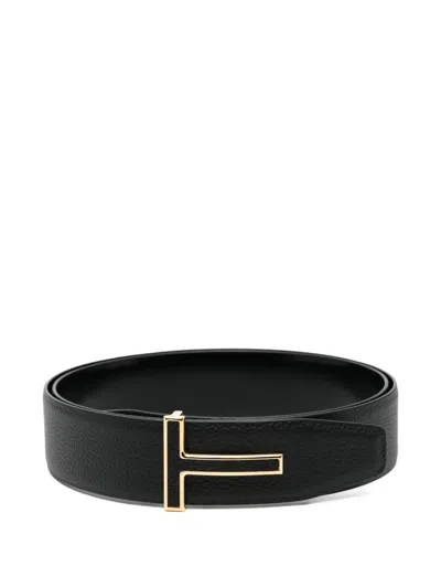 Tom Ford Logo Buckle Belt In Black