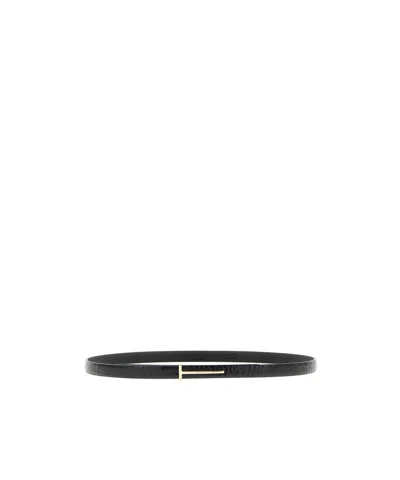 Tom Ford Logo Buckle Belt In Black
