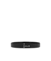 Tom Ford Dark Brown Reversible Textured Silver Buckle Belt In Brown