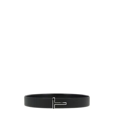TOM FORD TOM FORD T LOGO PLAQUE BUCKLE BELT