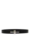 Tom Ford Logo-plaque Leather Belt In Black