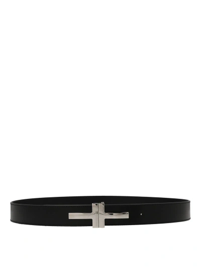 Tom Ford Logo Buckle Belt In Black