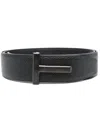 Tom Ford Mens Black Reversible Brand-plaque Leather Belt In Black