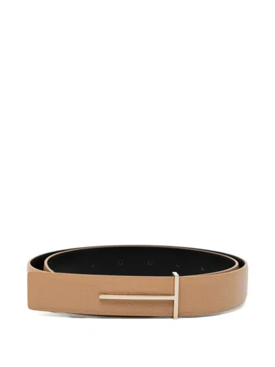 Tom Ford Textured-leather Belt In Brown