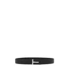 Tom Ford Logo Buckle Grained Leather Belt In Black