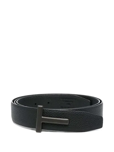 Tom Ford Logo-buckle Leather Belt In Brown