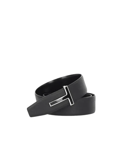 Tom Ford Logo-buckle Leather Belt In Black