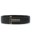 Tom Ford Logo-buckle Leather Belt In Schwarz