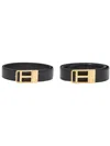 Tom Ford Logo-buckle Leather Belt In Schwarz
