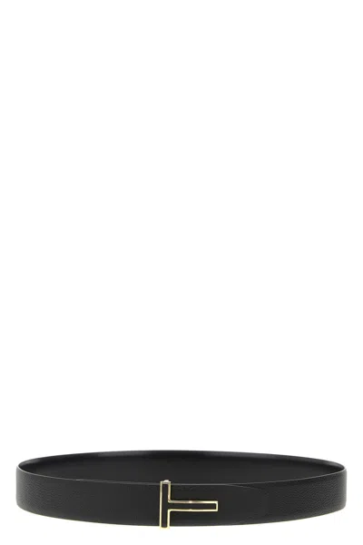 Tom Ford Logo Buckle Reversible Belt Belts Black