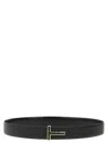 Tom Ford Logo Buckle Reversible Belt In Black
