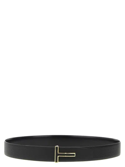 Tom Ford Logo Buckle Reversible Belt In Black