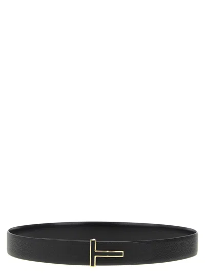 Tom Ford Logo Buckle Reversible Belt In Black