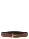 Tom Ford Logo Buckle Reversible Belt Belts Multicolor In Brown