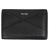 Tom Ford Logo Card Holder In Black Leather In Brown