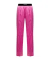 Tom Ford Fuchsia Satin Pants With Logo On Waistband In Stretch Silk Woman In Pink