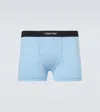 Tom Ford Logo Cotton-blend Boxer Briefs In Blue
