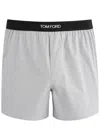 Tom Ford Logo Cotton Boxer Shorts In Light Grey