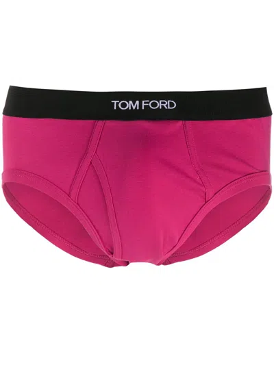 Tom Ford Logo Cotton Briefs In Pink