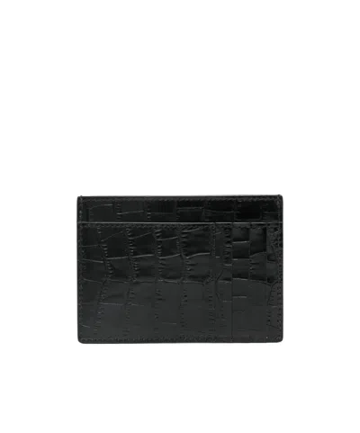 Tom Ford Logo Debossed Embossed Card Holder In Black