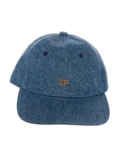 Pre-owned Tom Ford Logo Denim Baseball Cap In Blue