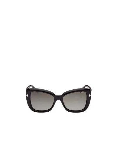 Tom Ford Logo-detail Butterfly-frame Sunglasses In Gray