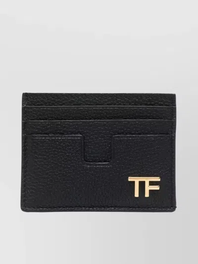 Tom Ford Logo-plaque Leather Cardholder In Black