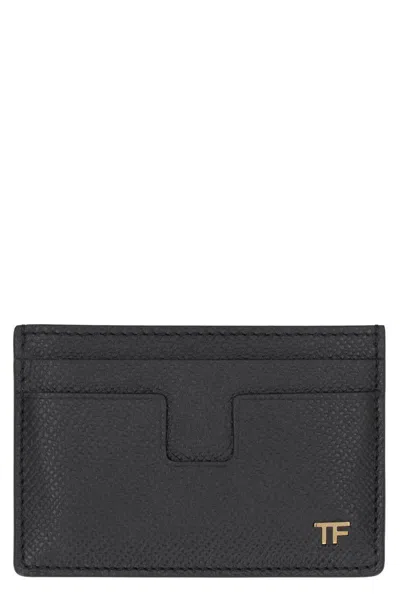 TOM FORD TOM FORD LOGO DETAIL LEATHER CARD HOLDER