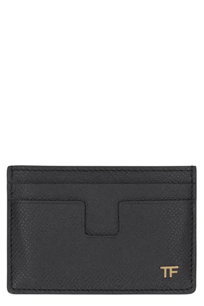 Tom Ford Logo Detail Leather Card Holder In Black